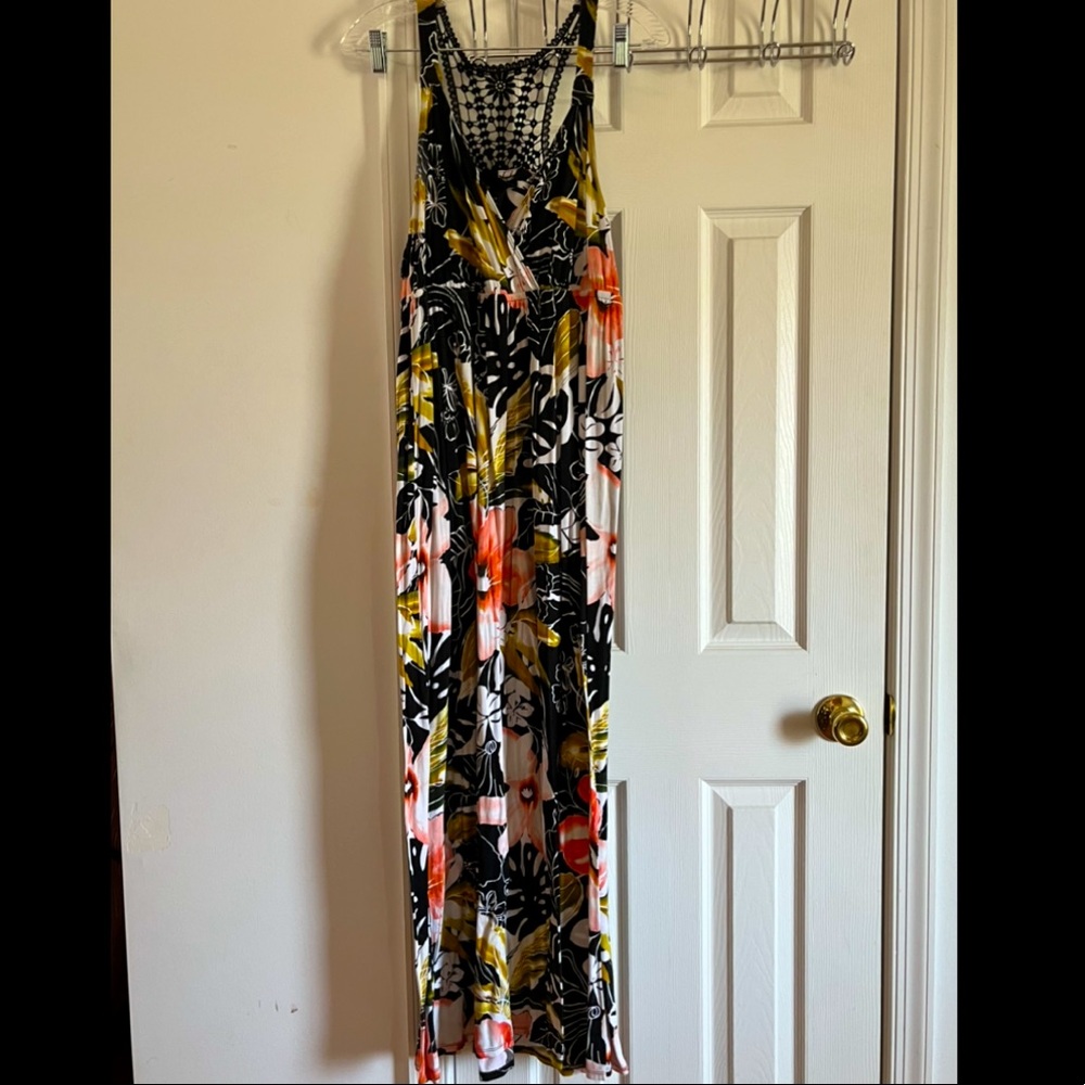 Lane Bryant Black Dress with Orange Flowers